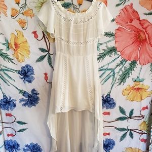 White Boho Hi-lo Off the Shoulder Dress